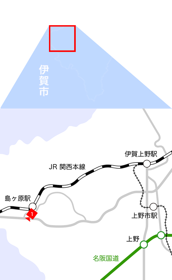 島ヶ原・三田エリア地図