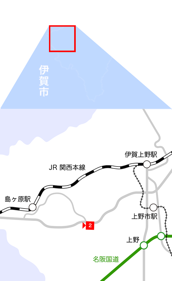 島ヶ原・三田エリア地図