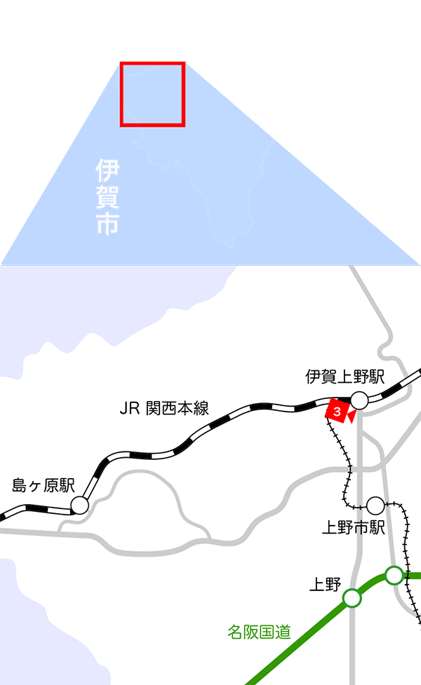 島ヶ原・三田エリア地図